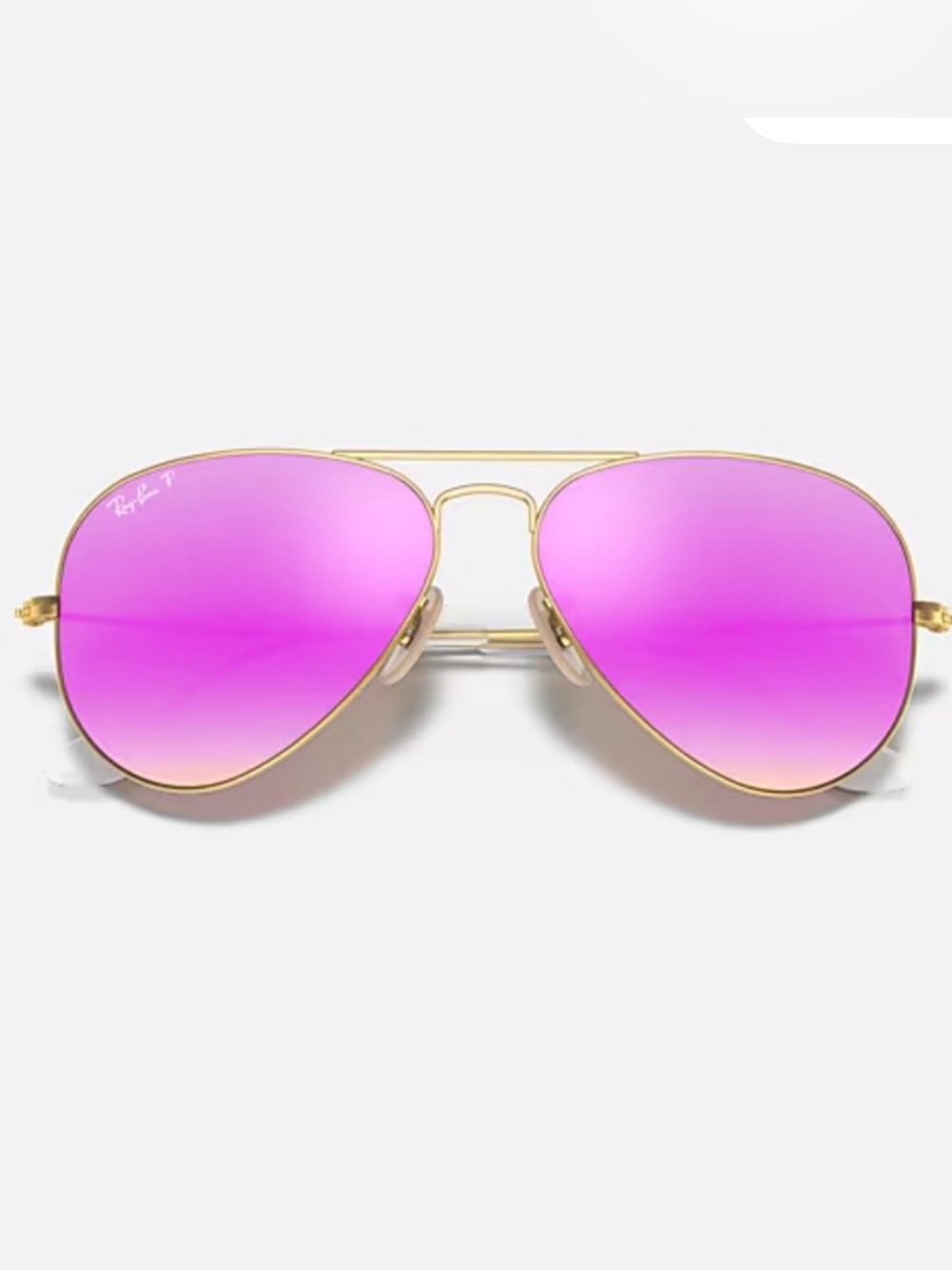 Ray-Ban RB2035 Sunglasses-Aviator Flash Pink Mirror Lenses/Gold- Women’s
